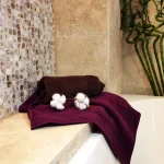 Pachet 2 prosoape de baie Best Cotton Deco - 50x90 cm, 100% bumbac, maro si mov - imagine 5