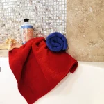 Pachet 2 prosoape de baie Best Cotton Deco - 50x90 cm, 100% bumbac, rosu si albastru - imagine 2