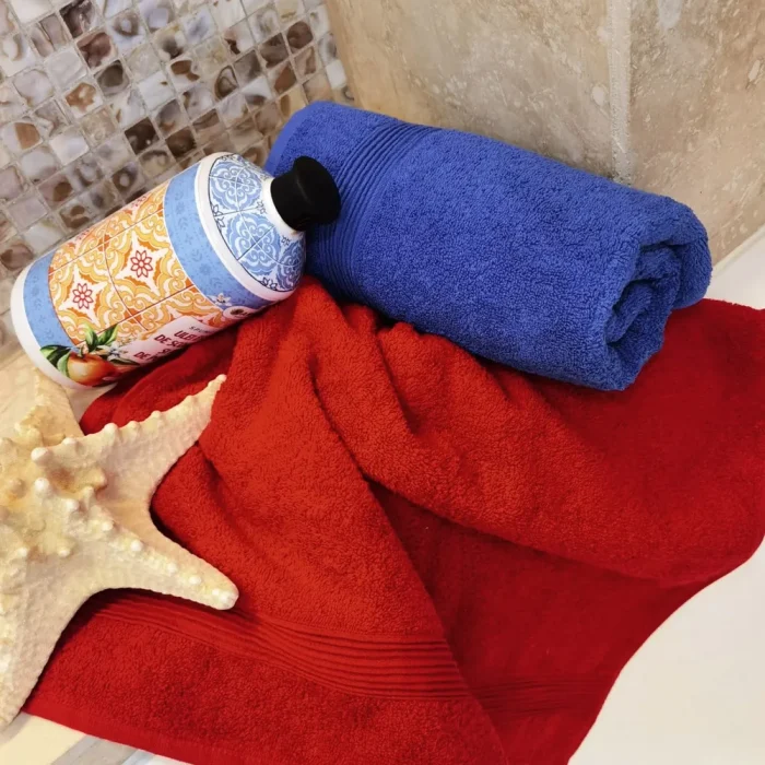 Pachet 2 prosoape de baie Best Cotton Deco - 50x90 cm, 100% bumbac, rosu si albastru - imagine 4