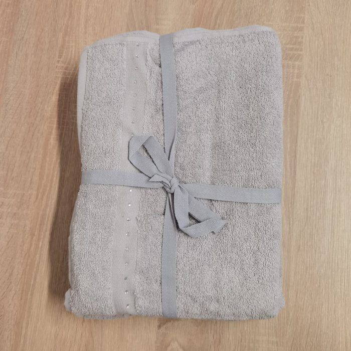 Pachet 2 prosoape baie Best Cotton - 100% bumbac, 70x140 cm, gri cu perle - imagine 3