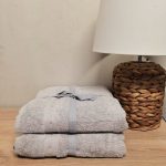 Pachet 2 prosoape baie Best Cotton - 100% bumbac, 50x90 cm, gri cu perle