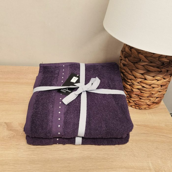 Pachet 2 prosoape baie Best Cotton - 100% bumbac, 70x140 cm, mov cu perle - imagine 3