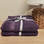 Pachet 2 prosoape baie Best Cotton - 100% bumbac, 70x140 cm, mov cu perle