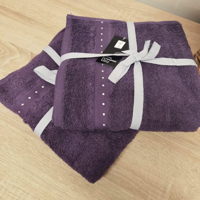 Pachet 2 prosoape baie Best Cotton - 100% bumbac, 70x140 cm, mov cu perle - imagine 4