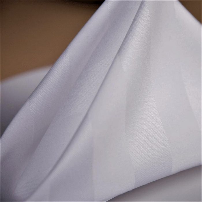 Pachet 10 bucati servetul ospatarului - 55x55 cm,  100% bumbac, Damasc cu latime dungi 2.5 cm, alb - imagine 5