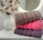 Pachet 3 prosoape baie Sedef 1- uni mixt 50x90cm , 100% bumbac, 400 g/mp