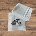 Pachet 3 prosoape bucatarie Best Cotton - model fagure, ivoire, 100% Bumbac, 40x60 cm, cu broderie - imagine 2