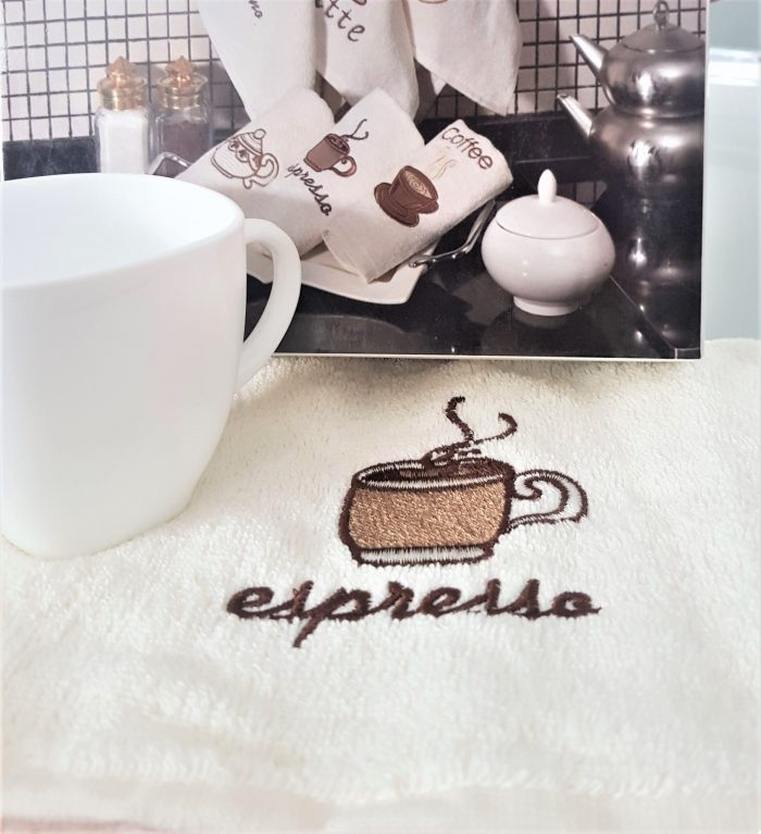 Pachet 3 prosoape bucatarie Best Cotton - Espresso, 100% Bumbac, 30x50 cm, cu broderie - imagine 3