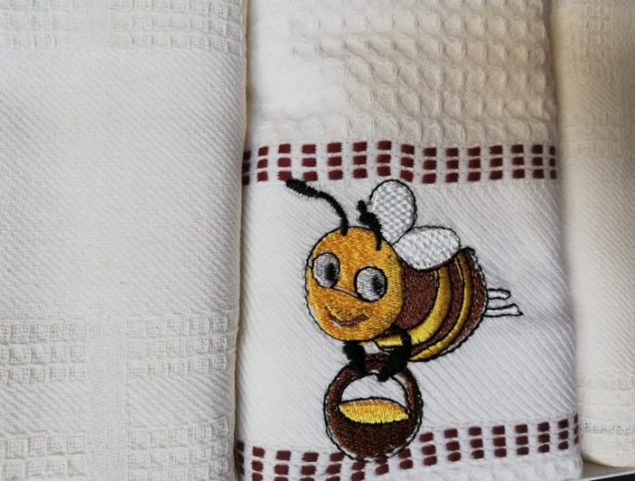 Pachet 3 prosoape bucatarie Best Cotton - Albinuta, model fagure, ivoire, 100% Bumbac, 40x60 cm, cu broderie - imagine 2