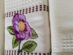 Pachet 3 prosoape bucatarie Best Cotton - Floare, model fagure, ivoire, 100% Bumbac, 40x60 cm, cu broderie - imagine 2