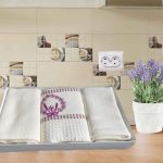 Pachet 3 prosoape bucatarie Best Cotton - Lavanda, model fagure, ivoire, 100% Bumbac, 40x60 cm, cu broderie