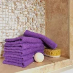 Pachet 6 bucati prosoape baie pentru maini - Pastel uni, 30x50 cm, 100% Bumbac, mov - imagine 2