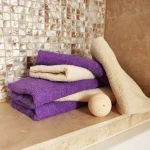 Pachet 6 bucati prosoape baie pentru maini - Pastel uni, 30x50 cm, 100% Bumbac, mov si ivoire - imagine 2