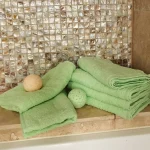 Pachet 6 bucati prosoape baie pentru maini - Pastel uni, 30x50 cm, 100% Bumbac,  verde - imagine 3