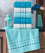 Pachet 6 prosoape Best Cotton - Family Pinch tourquoise, 100% Bumbac, dimensiune 50x90 cm