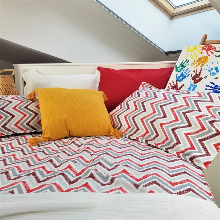 Pachet cearsaf de pat 220x240 cm + 2 fete de perna 50x70 cm Best Cotton Deco 55 - Ranforce color, 100% bumbac - imagine 5