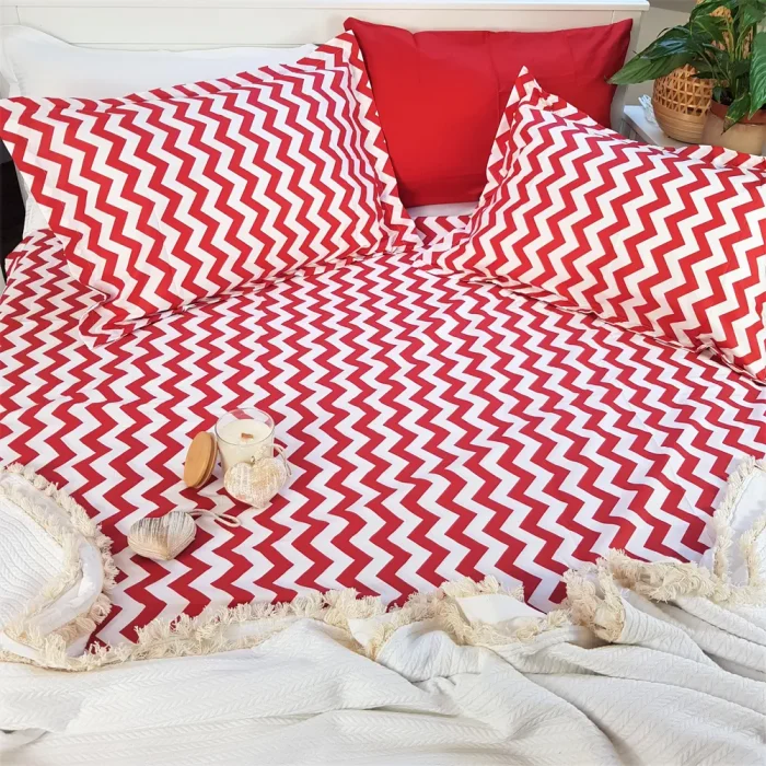 Pachet cearceaf de pat 220x240 cm + 2 fete de perna 50x70 cm Best Cotton Deco 58 - Ranforce color, 100% bumbac - imagine 3