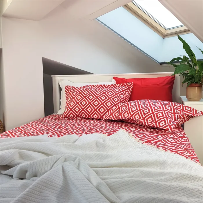 Pachet cearsaf de pat 220x240 cm + 2 fete de perna 50x70 cm Best Cotton Deco 56 - Ranforce color, 100% bumbac - imagine 4