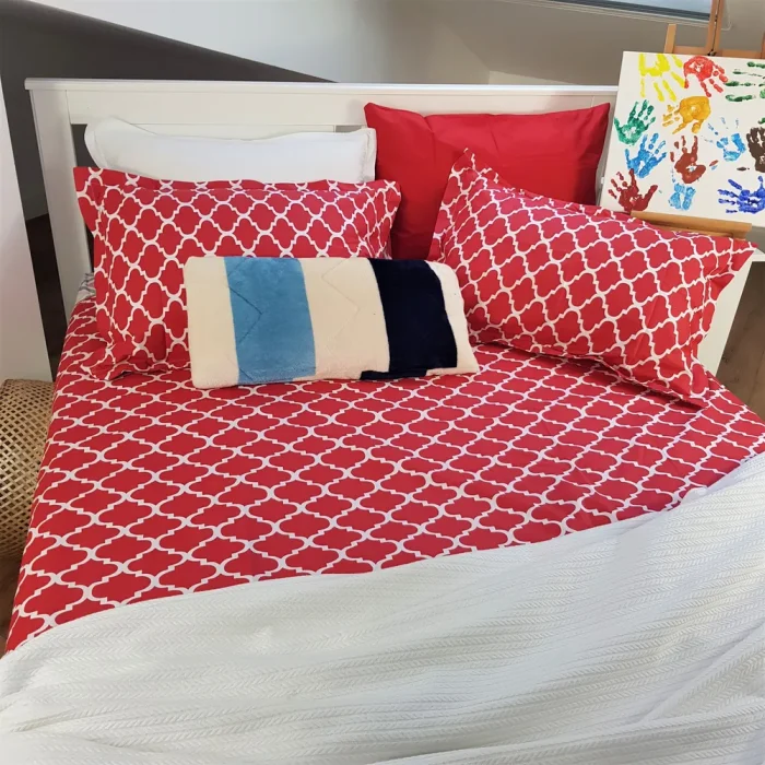 Pachet cearsaf de pat 220x240 cm + 2 fete de perna 50x70 cm Best Cotton Deco 54 - Ranforce color, 100% bumbac - imagine 6