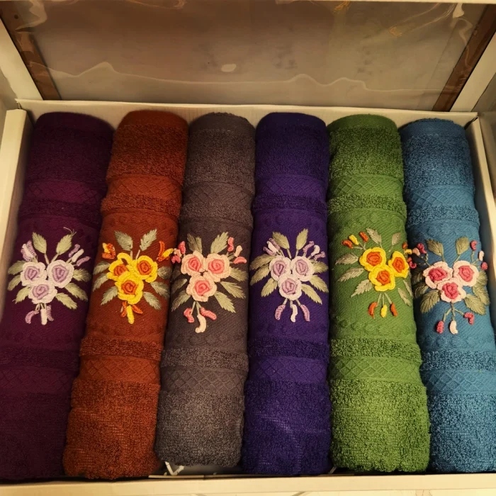 Pachet 6 prosoape Best Cotton - Bavaro Collection 16, 100% Bumbac, dimensiunea 50x90 cm, cu broderie - imagine 3