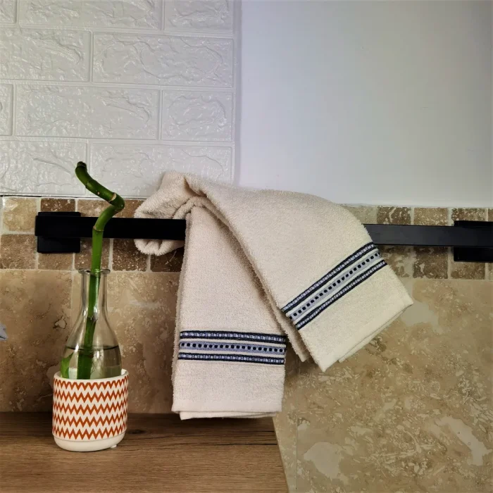 Pachet 4 prosoape pentru baie Best Cotton - Unique, 40x75 cm, 100% bumbac, crem si gri albastrui - imagine 3