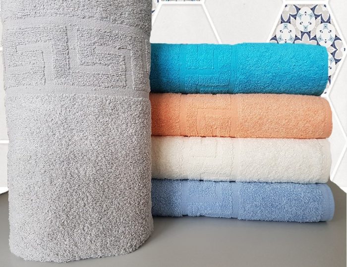 Prosop Best Cotton Greek Border color - 70% Bumbac, 30% poliester, 450g/mp , tourquoise - imagine 4