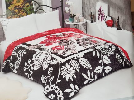 engros-patura astoria home pat dublu 220x240 solana cu model embosat microfibra pufoasa negru alb rosu6