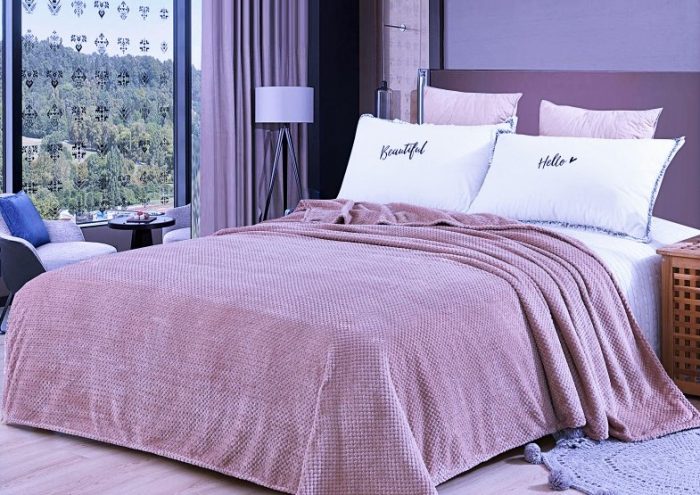 Cuvertura Soft Cocolino - Gofre, dimensiune 220x240 cm,100% microfibra, roz pudra - imagine 3
