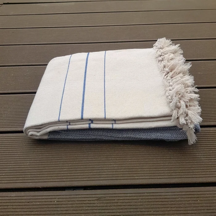 Cuvertura Old Fashion pentru pat dublu, dimensiunea 200x220 cm, 100% bumbac, cu ciucuri - 03 - imagine 2