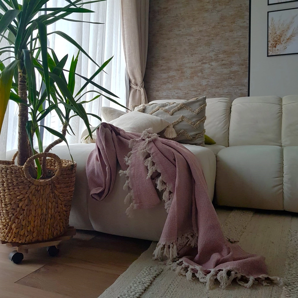 pled-astoria-home-deco-bumbac-tesut-bicolor-12.webp Cuvertura Old Fashion pentru pat dublu, dimensiunea 200x220 cm, 100% bumbac, cu ciucuri - 07 - imagine 1