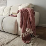 Cuvertura Old Fashion pentru pat dublu, dimensiunea 200x220 cm, 100% bumbac, cu ciucuri - 05