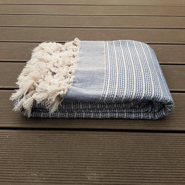 Cuvertura Old Fashion pentru pat dublu, dimensiunea 200x220 cm, 100% bumbac, cu ciucuri - 02 - imagine 3