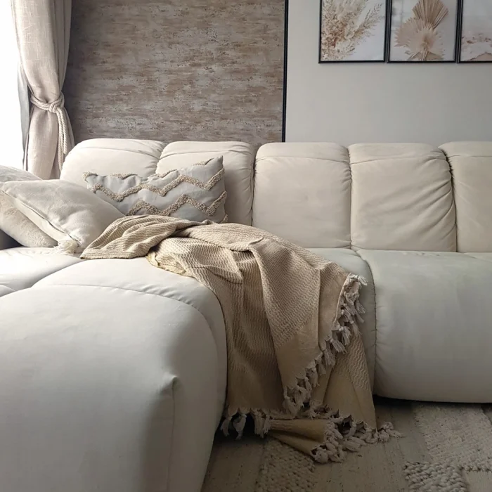 Cuvertura Old Fashion pentru pat dublu, dimensiunea 200x220 cm, 100% bumbac, cu ciucuri - 04 - imagine 2