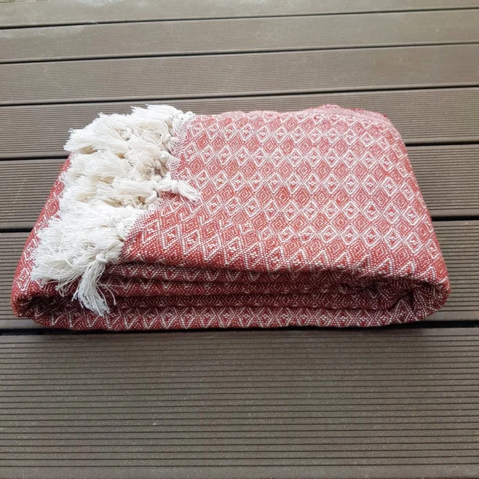 Cuvertura Old Fashion pentru pat dublu, dimensiunea 200x220 cm, 100% bumbac, cu ciucuri - 05 - imagine 3