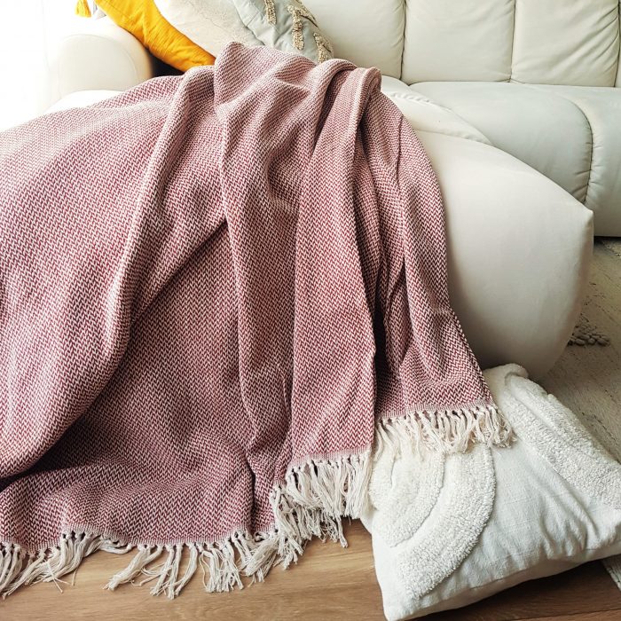 Cuvertura Old Fashion pentru pat dublu, dimensiunea 220x240 cm, 100% bumbac, ceramic cu ciucuri - 21 - imagine 2