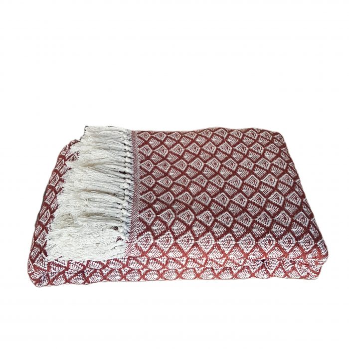 Cuvertura Old Fashion pentru pat dublu, 100% bumbac, ceramic cu ciucuri - 10 - imagine 5