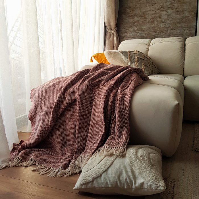 Cuvertura Old Fashion pentru pat dublu, dimensiunea 220x240 cm, 100% bumbac, ceramic cu ciucuri - 21 - imagine 3