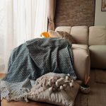 Cuvertura Old Fashion pentru pat dublu, dimensiunea 220x240 cm, 100% bumbac, zig-zag, verde cu ciucuri - 20 - imagine 3