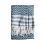 Cuvertura Old Fashion pentru pat dublu, dimensiunea 220x240 cm, 100% bumbac, zig-zag, verde cu ciucuri - 20 - imagine 5