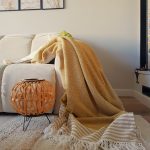 Cuvertura Old Fashion pentru pat dublu, dimensiunea 220x240 cm, 100% bumbac, mustar cu ciucuri - 16