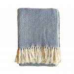 Cuvertura Old Fashion pentru pat dublu, dimensiunea 220x240 cm, 100% bumbac, verde cu ciucuri - 17 - imagine 4