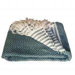 Cuvertura Old Fashion pentru pat dublu, dimensiunea 220x240 cm, 100% bumbac, verde cu ciucuri - 19 - imagine 5