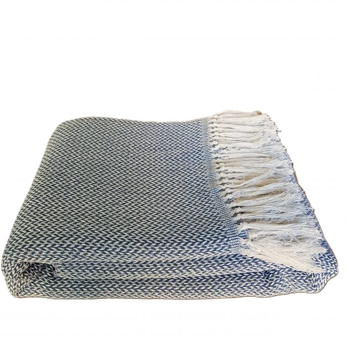 Cuvertura Old Fashion pentru pat dublu, dimensiunea 220x240 cm, 100% bumbac, verde cu ciucuri - 17 - imagine 5