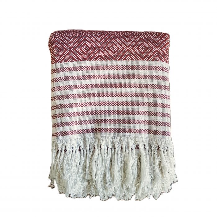 Cuvertura Old Fashion pentru pat dublu, dimensiunea 220x240 cm, 100% bumbac, ceramic cu ciucuri - 13 - imagine 4