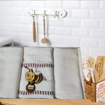Pachet 3 prosoape bucatarie Best Cotton - Albinuta, model fagure, ivoire, 100% Bumbac, 40x60 cm, cu broderie