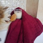 Prosop baie Greek Border Jacquard - 100% Bumbac, 500g/mp, bordo