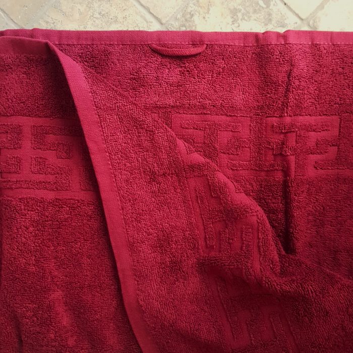 Prosop baie Greek Border Jacquard - 100% Bumbac, 500g/mp, bordo - imagine 6