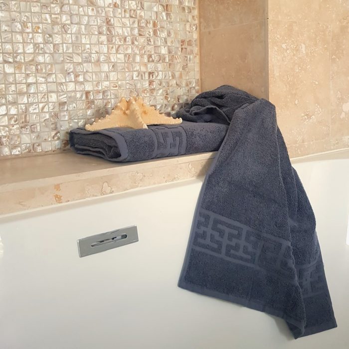 Prosop baie Greek Border Jacquard - 100% Bumbac, 500g/mp, gri antracit - imagine 7