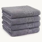 Prosop baie Greek Border Jacquard - 100% Bumbac, 500g/mp, gri antracit