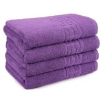 Prosop baie Greek Border Jacquard - 100% Bumbac, 500g/mp, mov